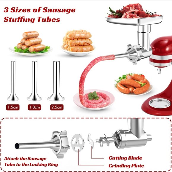 100% Polished Stainless Steel Meat Grinder Attachment for KitchenAid Mixer - Picture 4 of 7